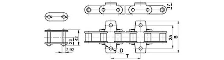 Приводные цепи Транспортерные длиннозвенные Тип 1 Исполнение 2 ТРД-38-5600-1-2-8-2